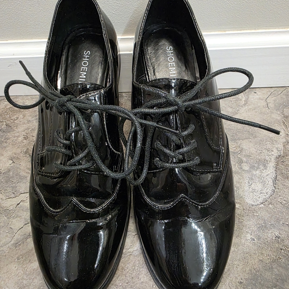 Shoemint Glossy Black Oxford Shoes